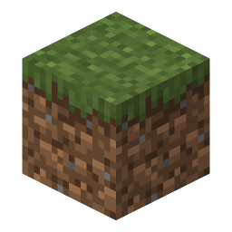 Isometric render of a Minecraft grass block